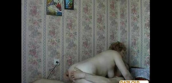  Russian old grandmother cheat with young guy